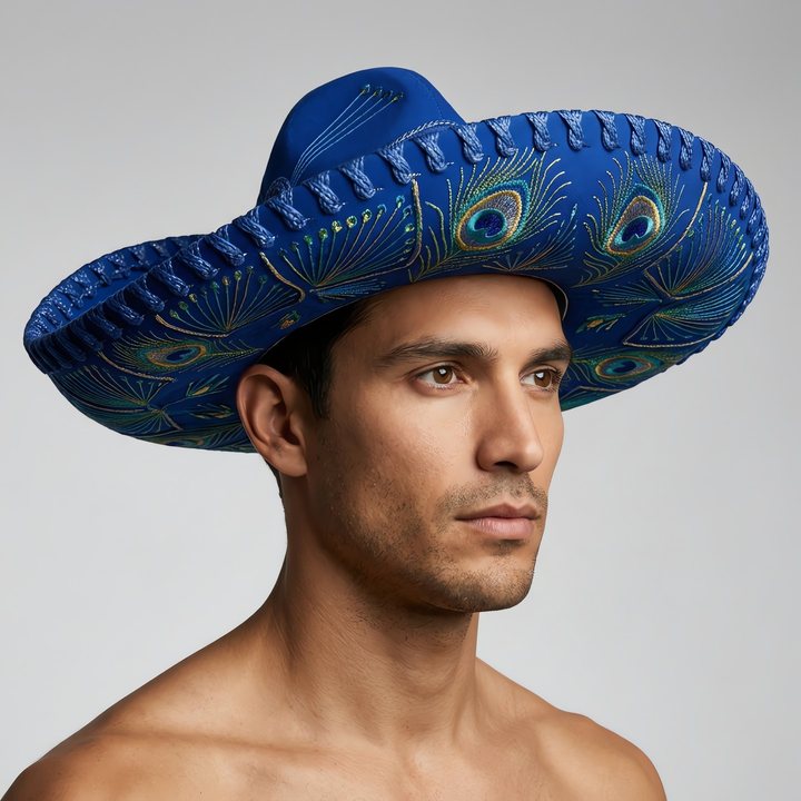 HATS — peacock-print sombrero